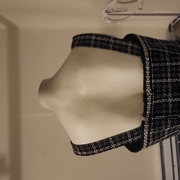 ELIE TAHARI TWEED EMBELLISHED NECK AND BOTTOM SLEEVELESS DRESS SIZE L - Picture 8 of 8